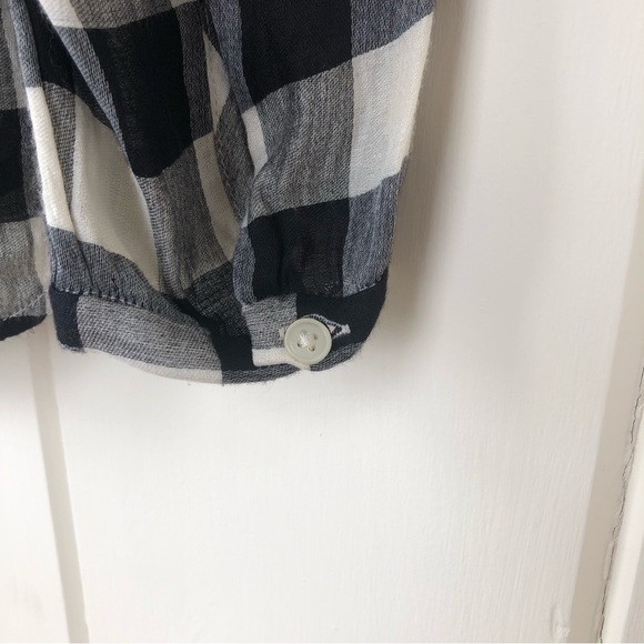 LOFT Black & White Buffalo Check Plaid Long Sleeve Blouse - Picture 8 of 12